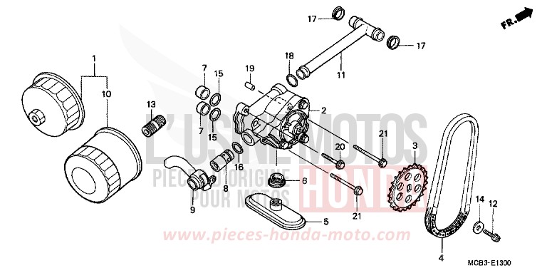 OIL FILTER/OIL PUMP for Transalp 650 RICH RED METALLIC (R255) from 2000